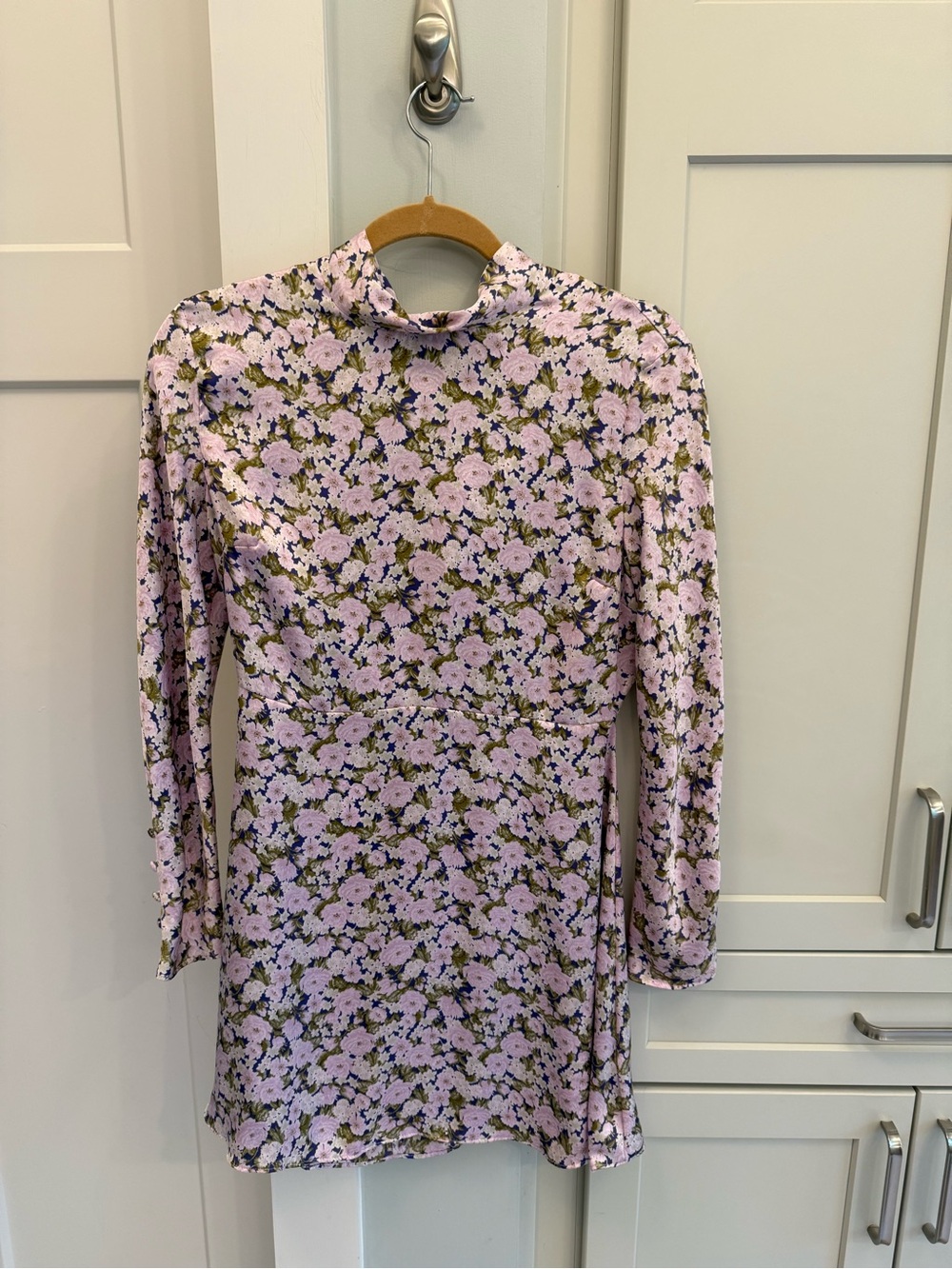 Zara Floral Long-Sleeve silky dress